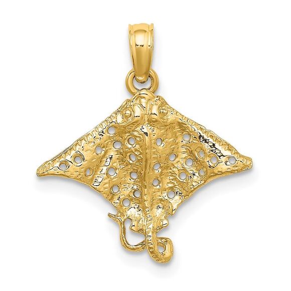 14k Yellow Gold Spotted Eagle Ray with Holes Charm